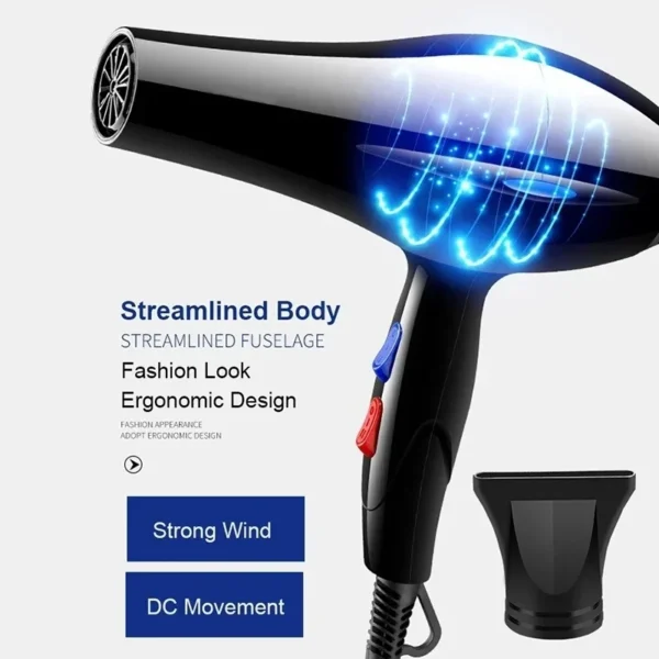 Hair Dryer 2200W Professional Powerful Hair Dryer Fast Heating Hot And Cold Adjustment Ionic Air Blow Dryer with Air Collecting - Imagen 2