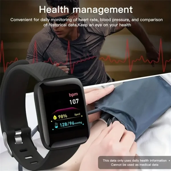 Multifunction Smart Watch For Men Women Kids Message Remind Music Control Sport Step Calories D13 Smartwatch Alarm Clock 116Plus - Imagen 3
